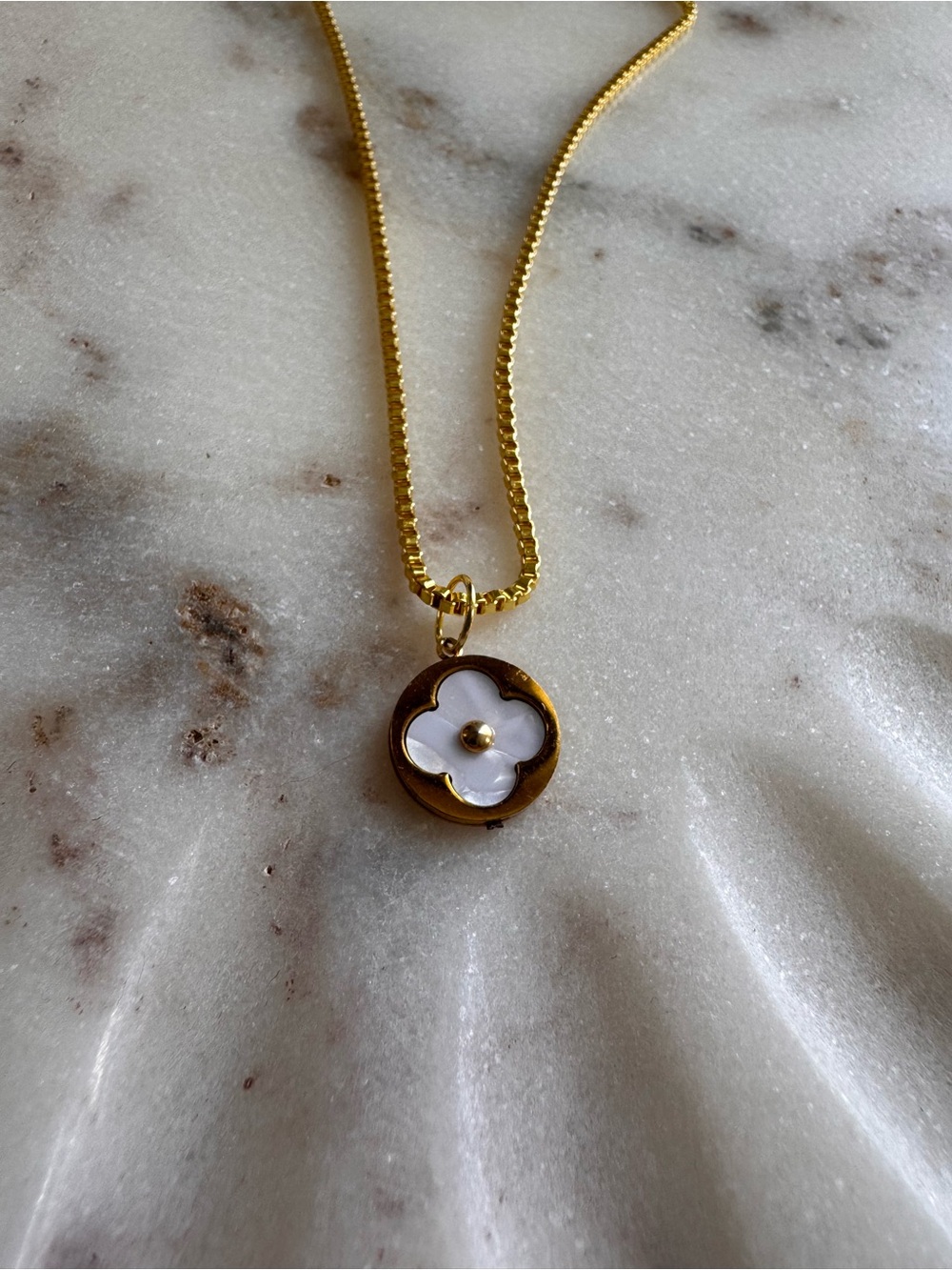 Louis Vuitton Gold and mother of Pearl Monogram Blossom Pendant Necklace